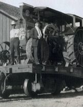 Unloading tractors at Sidney Nebraska Union Pacific freight yards 