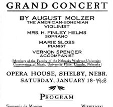 Grand concert by August Molzer and Mrs. H. Finley Helms