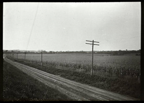 Country road and fields near Bennington