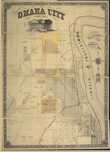 Map of Omaha City, Nebraska 