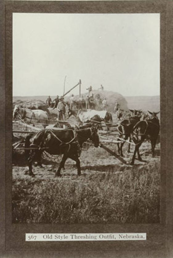 Old style threshing outfit, Nebraska 