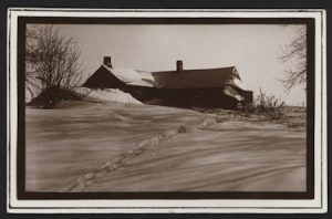 Farmhouse in snow