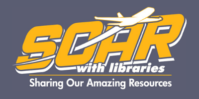 ARSL logo: airplane in front of SOAR with libraries, Sharing Our Amazing Resources